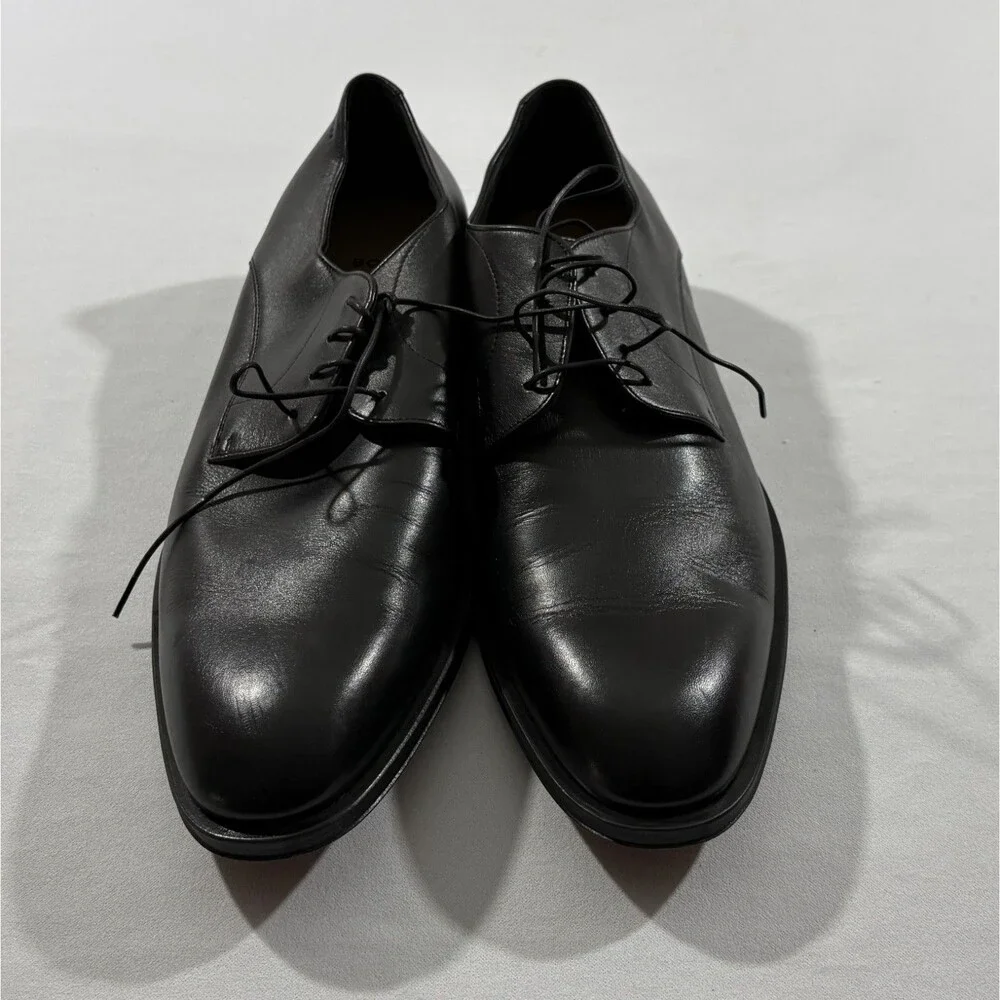 BOSS Derrek Derby Black Leather Lace Dress Shoes Preppy Class Mens Sz 11 ITALY